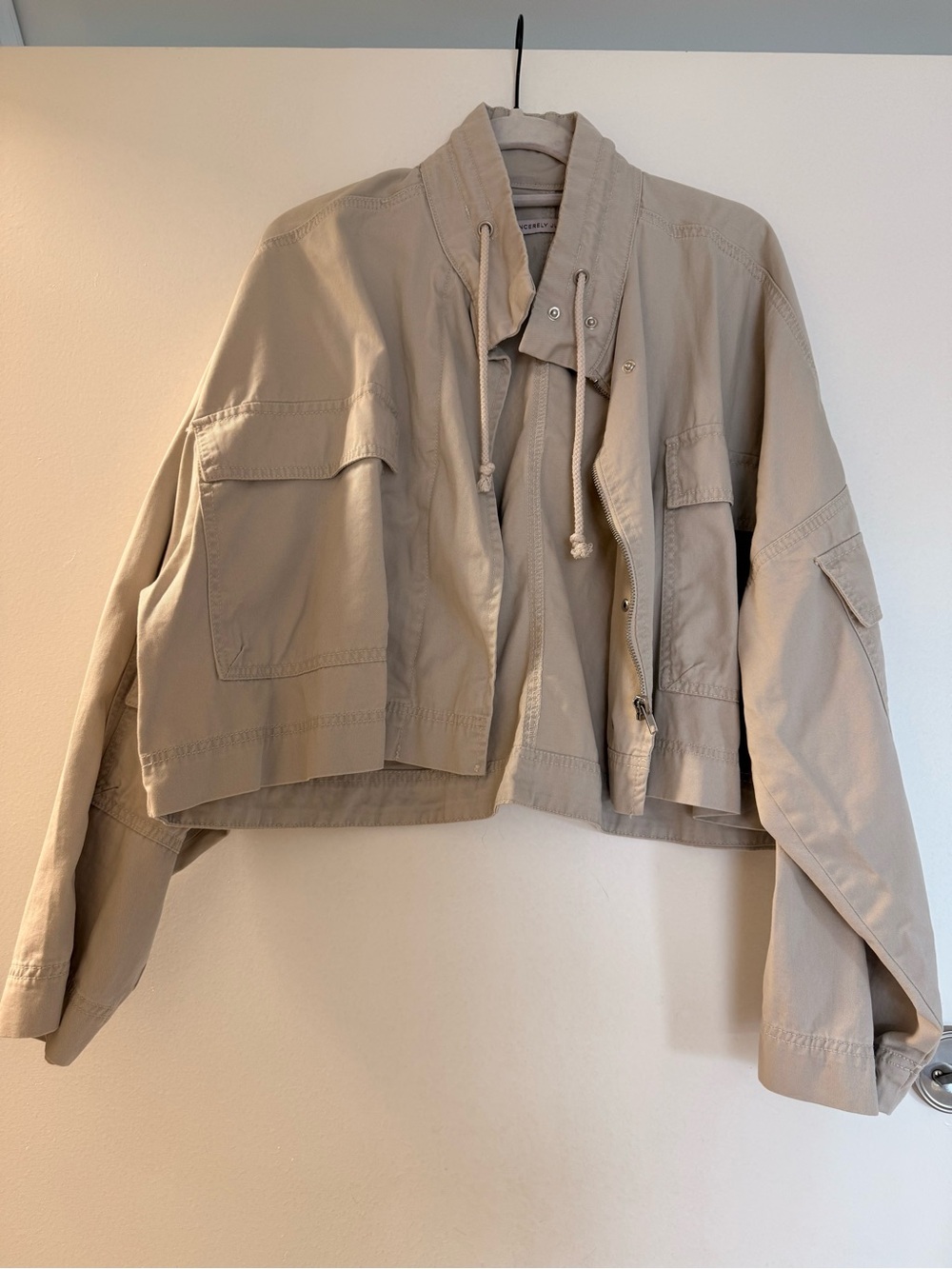 Sincerely Jules Cropped Utility Jacket in Taupe